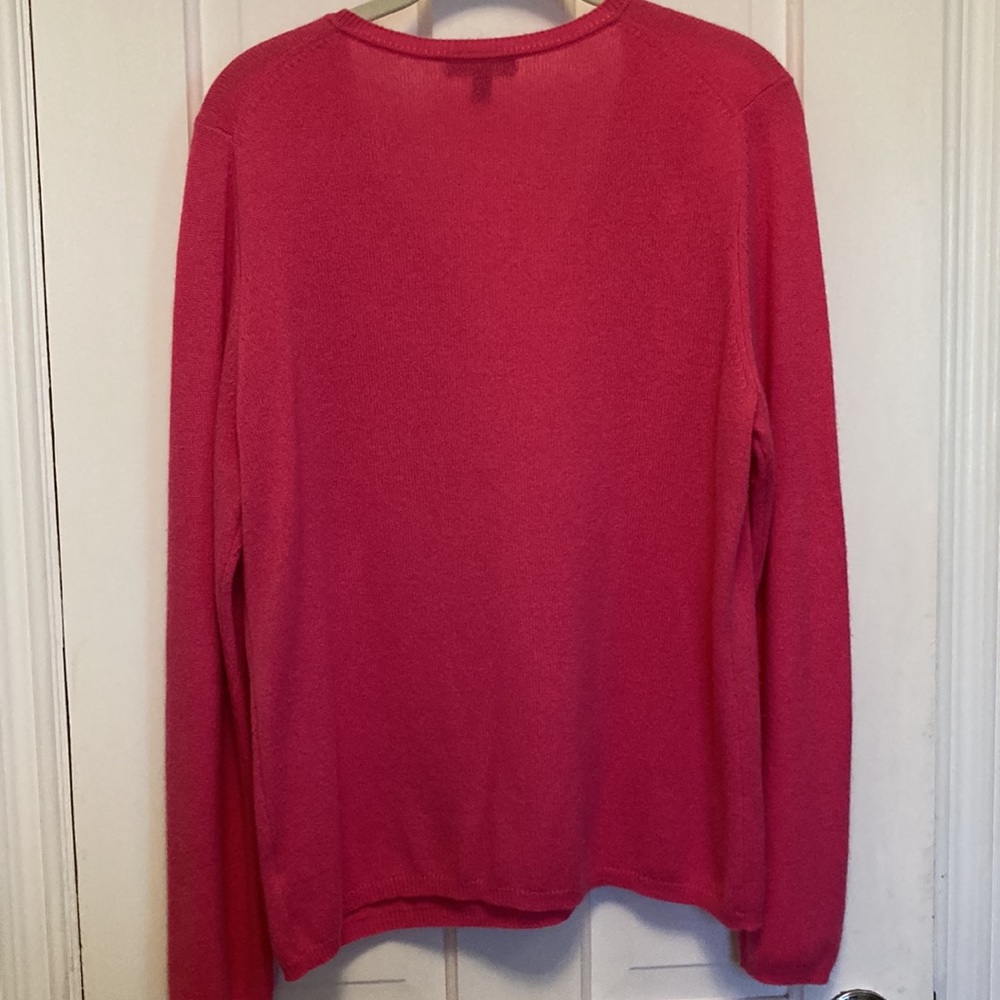 Charter Club Luxury cashmere v-neck hot pink sweater; XL - Picture 5 of 5